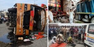 गंगा स्नान कर लौट रहे श्रद्धालुओं की बस पलटी, महिला की मौत; 38 घायल